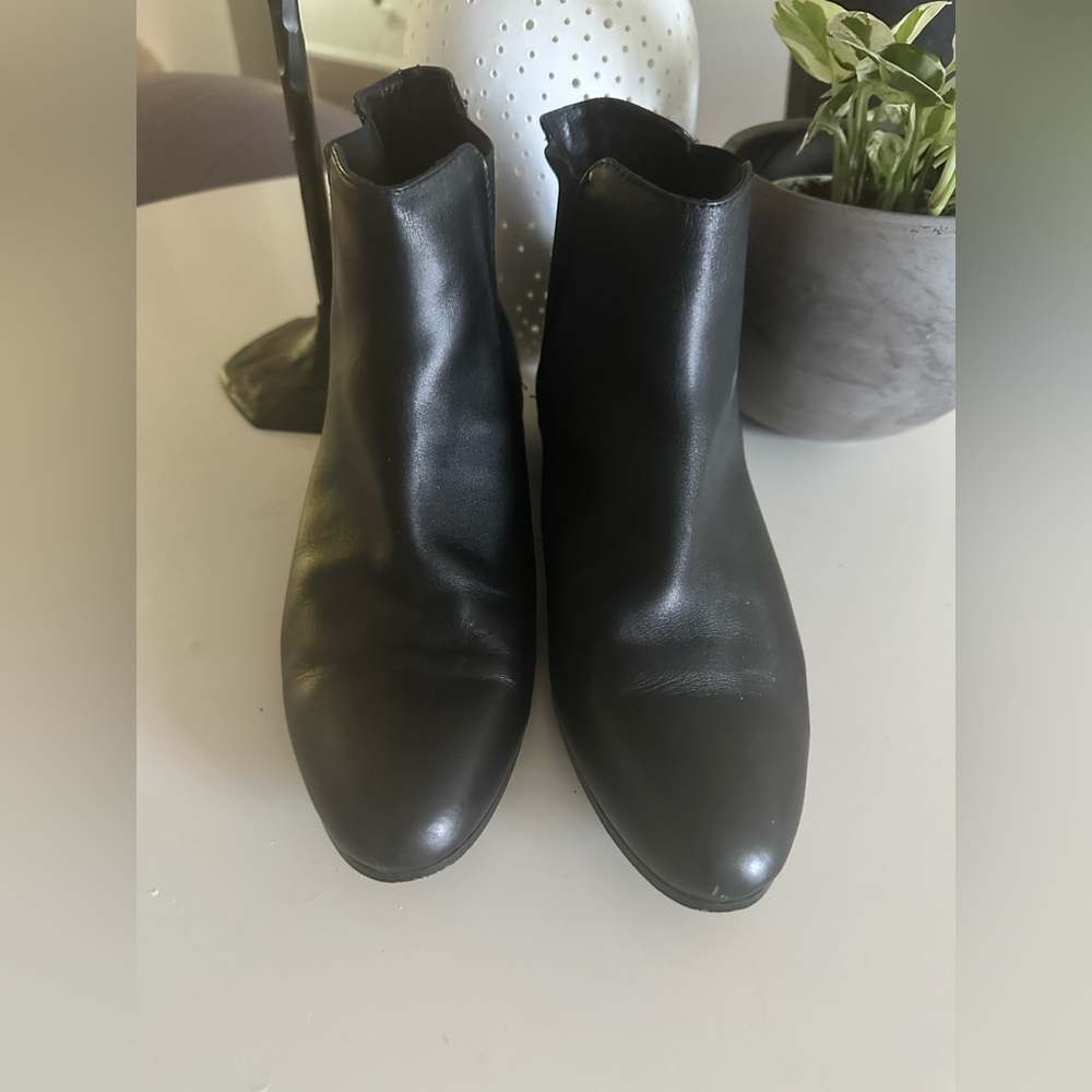 Jcrew black leather booties
